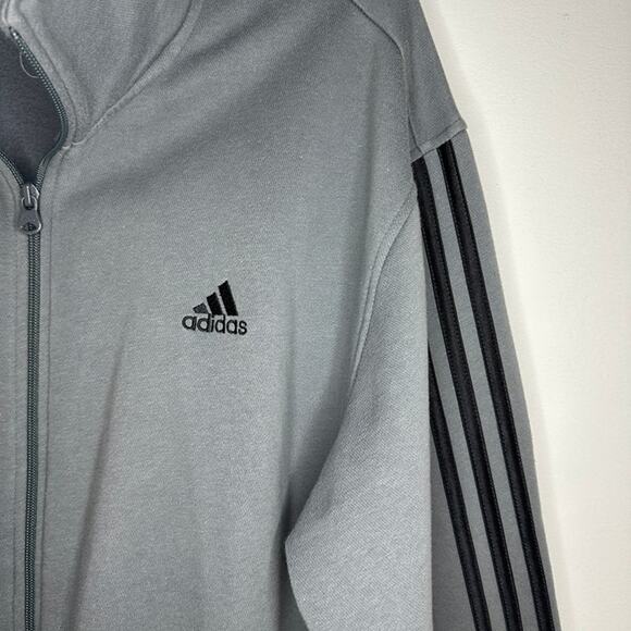 Adidas Men's USED Gray Black Track Jacket Zip Up, Size XL - Picture 2 of 9